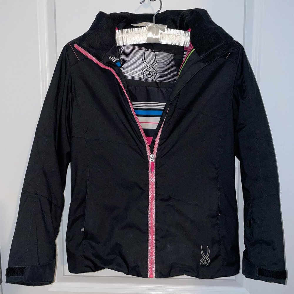 Girls Black Spyder Ski Jacket, Size 12